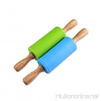 Honglida 9 Inch Silicone Rolling Pin for Kids  Non-stick Surface and Comfortable Wood Handles(Pack of 2) - B077ZHC8LM